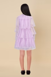 Girls Lilac Solid Knee Length Casual Frock - Image 3