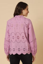 Women Pink Embroidered Long Sleeves Shirt - Image 4