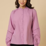 Women Pink Embroidered Long Sleeves Shirt