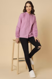 Women Pink Embroidered Long Sleeves Shirt - Image 5