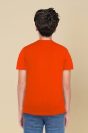 Boys Orange Regular Fit Printed Crew Neck T-shirt - Image 3