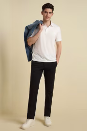 Men Black Slim Fit Solid Casual Trousers - Image 3