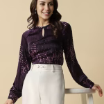 Women Purple Printed Casual Top
