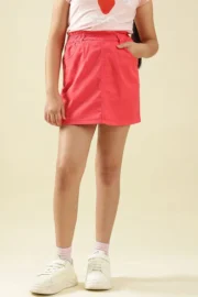 Girls Pink Solid Regular Fit Skirt - Image 2