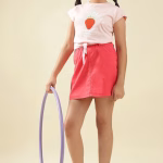 Girls Pink Solid Regular Fit Skirt
