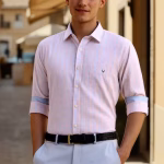 Men Pink Regular Fit Checked Full Sleeves Formal Shirt