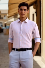 Men Pink Regular Fit Checked Full Sleeves Formal Shirt