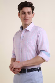 Men Pink Regular Fit Checked Full Sleeves Formal Shirt - Image 3