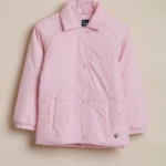 Girls Pink Solid Jacket