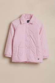 Girls Pink Solid Jacket