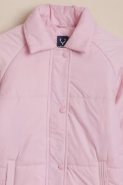 Girls Pink Solid Jacket - Image 3