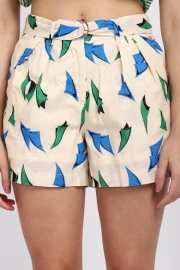Women Beige Printed Regular Fit Shorts - Image 3