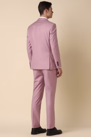 Men Pink Slim Fit Textured Party Three Piece Suit - Image 3