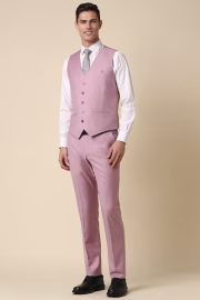 Men Pink Slim Fit Textured Party Three Piece Suit - Image 5